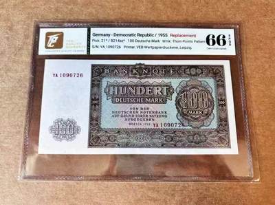 【礼羽收藏】🌏世界钱币拍卖第110期 - 德国 1955年100马克 补号 TQG66EPQ
