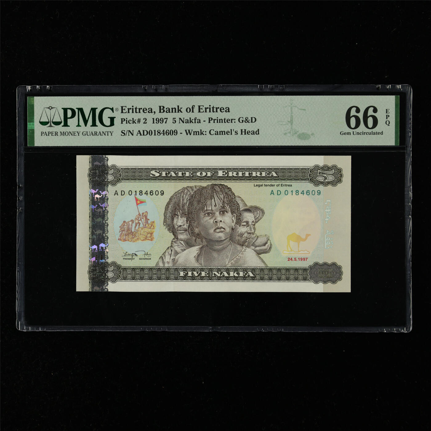 【亘邦集藏】第216期拍卖 1997年 厄立特里亚5纳克法 PMG 66EPQ AD0184609