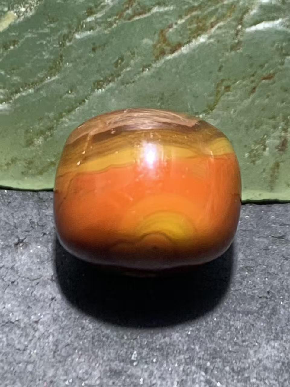 冻料战国红玛瑙老形通货桶珠一个