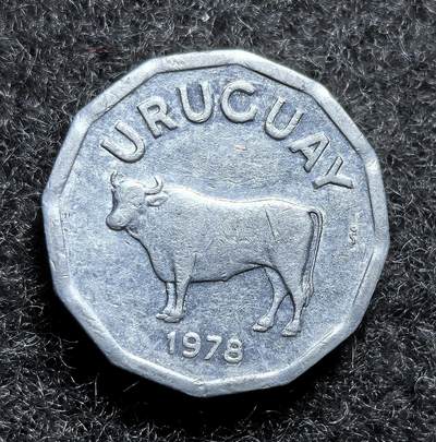 西班牙、丹属西印度、法属殖民地、乌拉圭银币古铜币，周五晚上九点倒数截拍，满百包邮，可寄存半年，喜欢朋友微信扫描二维码可直接参拍 - 乌拉圭1978年5分,km73