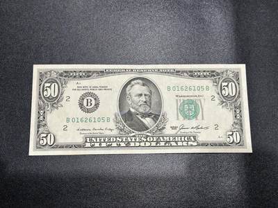 《外钞收藏家》第五百八十二期（精品场）（本平台长期征集拍品、欢迎藏友们联系合作） - 1985年美国小头版50美元 AU品相 软折