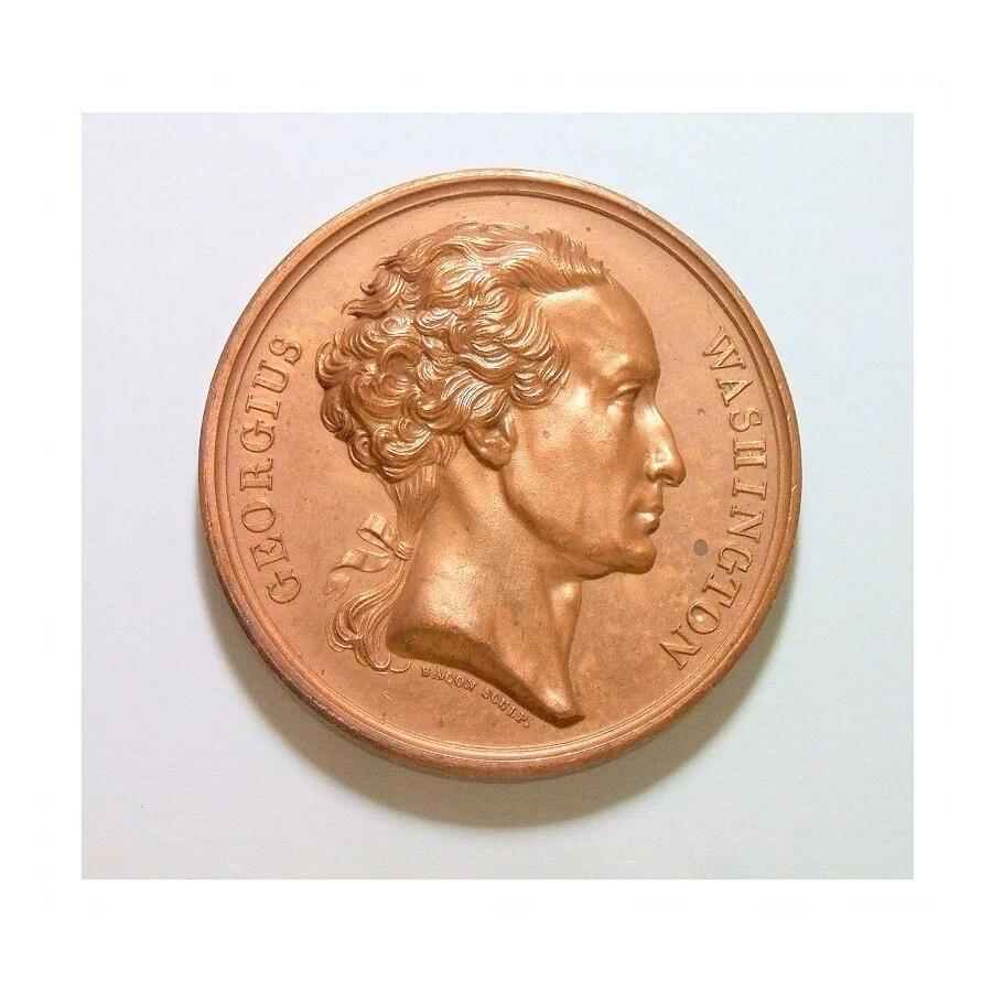 法国1819年 华盛顿总统 稀少青年像高浮雕精制大铜章 40MM