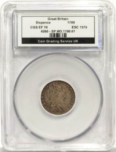 博洋堂“物美丰成”11月精品专场暨第145期（全场包邮） - 英国CGS评级 EF70 英国1700年威廉三世6便士 ESC 1579