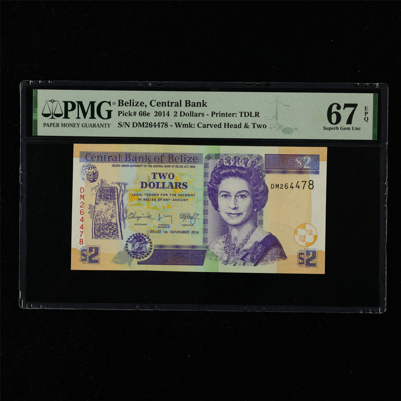 【亘邦集藏】第216期拍卖 2014年 伯利兹2元 PMG 67EPQ DM264478