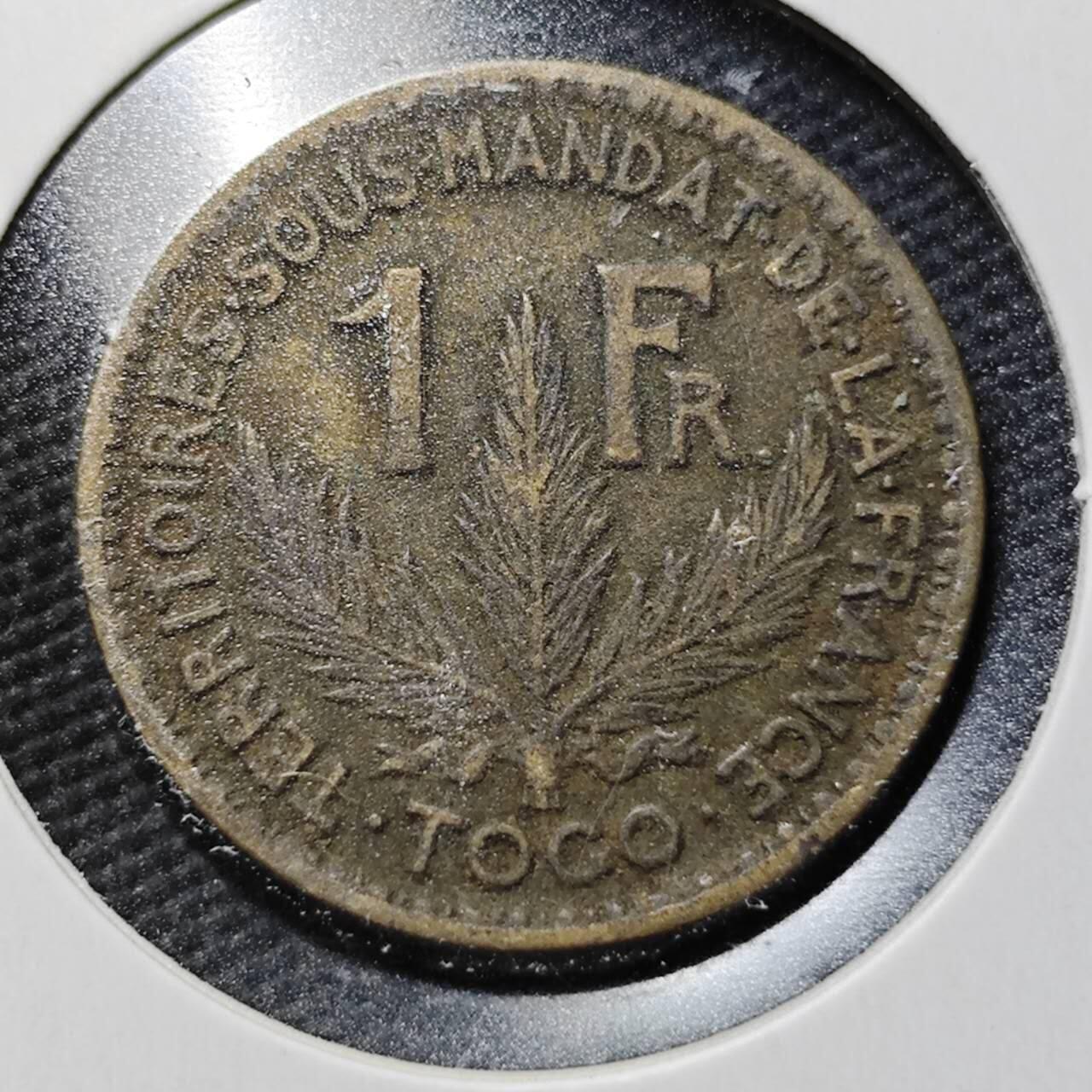 KK钱币收藏小铺  第365场  2月预留时间 周末发货  1924法属多哥1法郎铜币