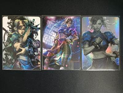 花开卡拍第46期（11月9号周日截拍，品控勿拍!!!拍品不寄存，运费5元，自制卡难免瑕疵，可能存在轻微撞角爆边等出厂瑕疵，品控介意勿拍！） - 拳皇卡牌 春丽3张 纱布闪+彩闪