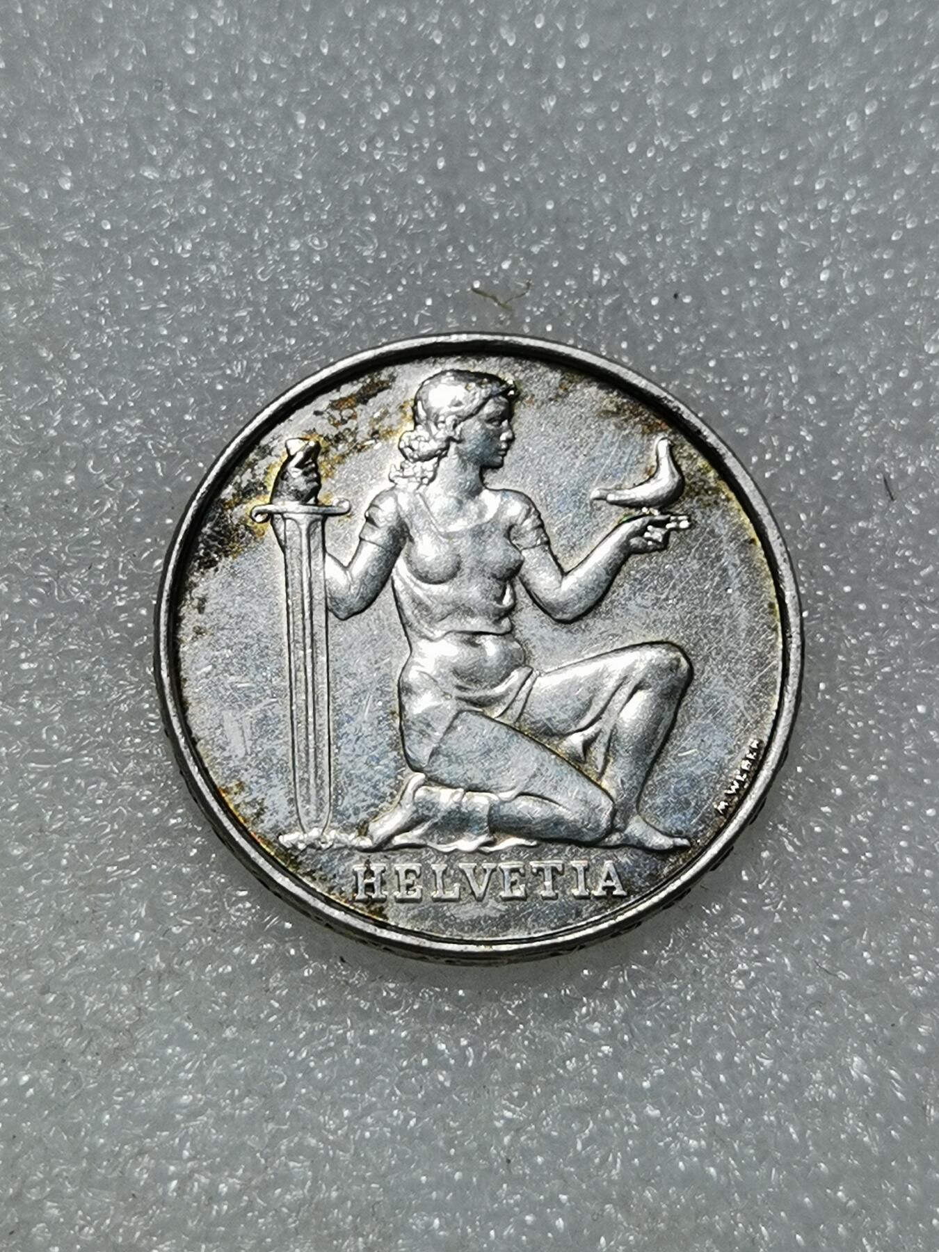 天下钱庄专场欢迎参拍 1936瑞士女神5法郎银币