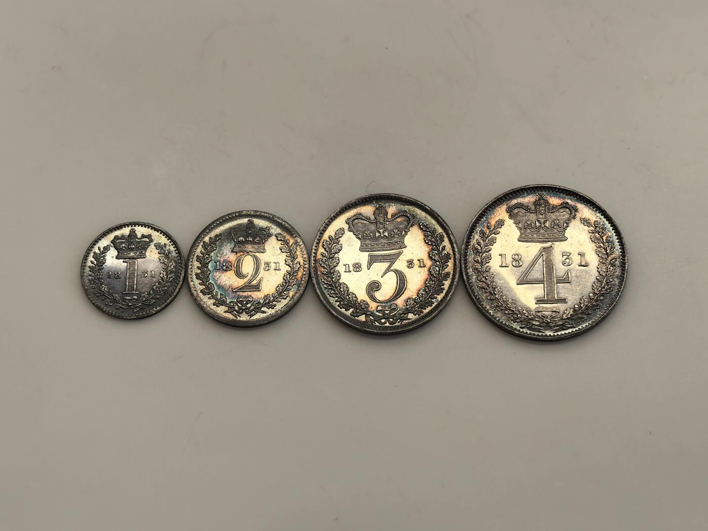 博洋堂“物美丰成”11月精品专场暨第145期（全场包邮） 英国1831年威廉四世濯足币套装银币 五彩 稀见