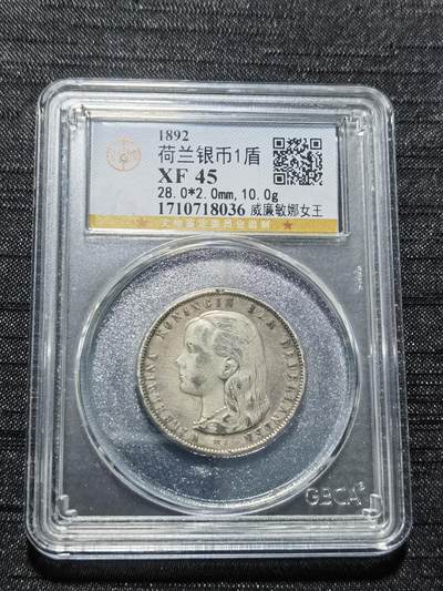 天下钱庄专场欢迎参拍 - 荷兰威廉敏娜萝莉头1盾银币