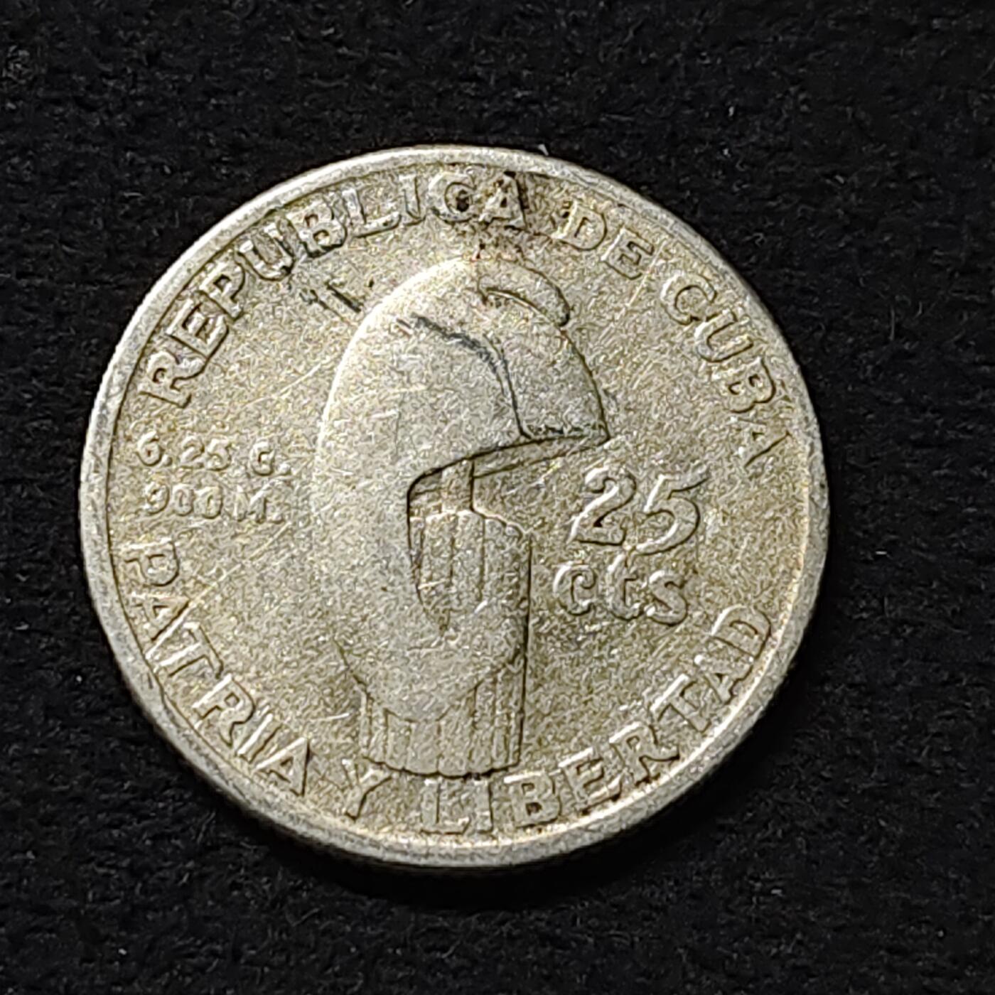 【全场包邮】纯粹捡漏拍474场（免费代拍第11场） 古巴1953年25分何塞·马蒂诞生100周年纪念银币