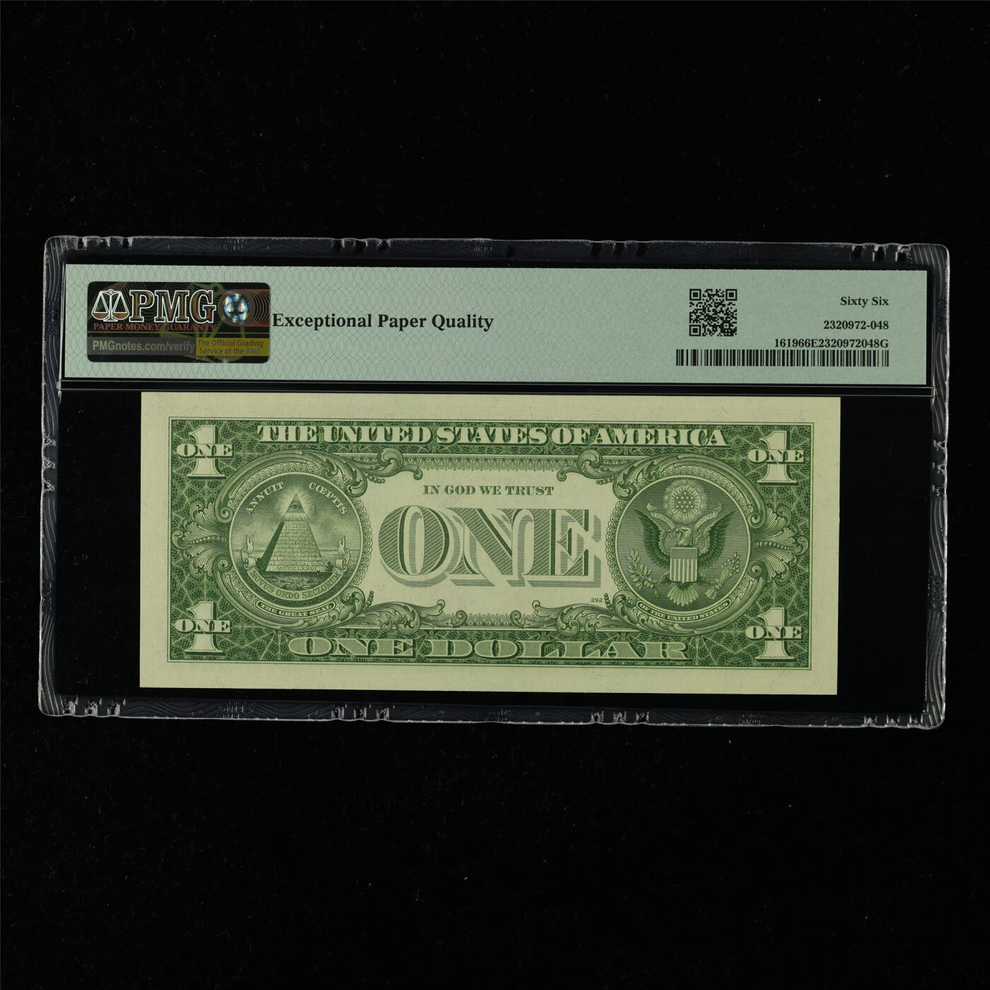 【亘邦集藏】第216期拍卖 1957年 美国1美元 PMG 66EPQ U55161858A