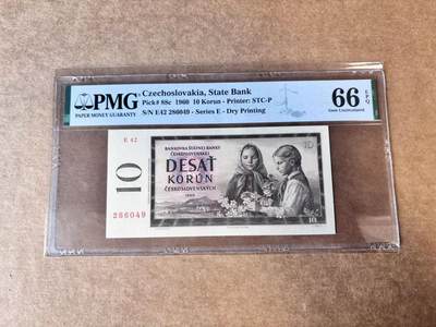 【Blue Auction】世界纸币精拍第747期——18级TOP拍卖/信誉/品质/专业/高效💫 - 捷斯 1960年10克朗  PMG66EPQ 