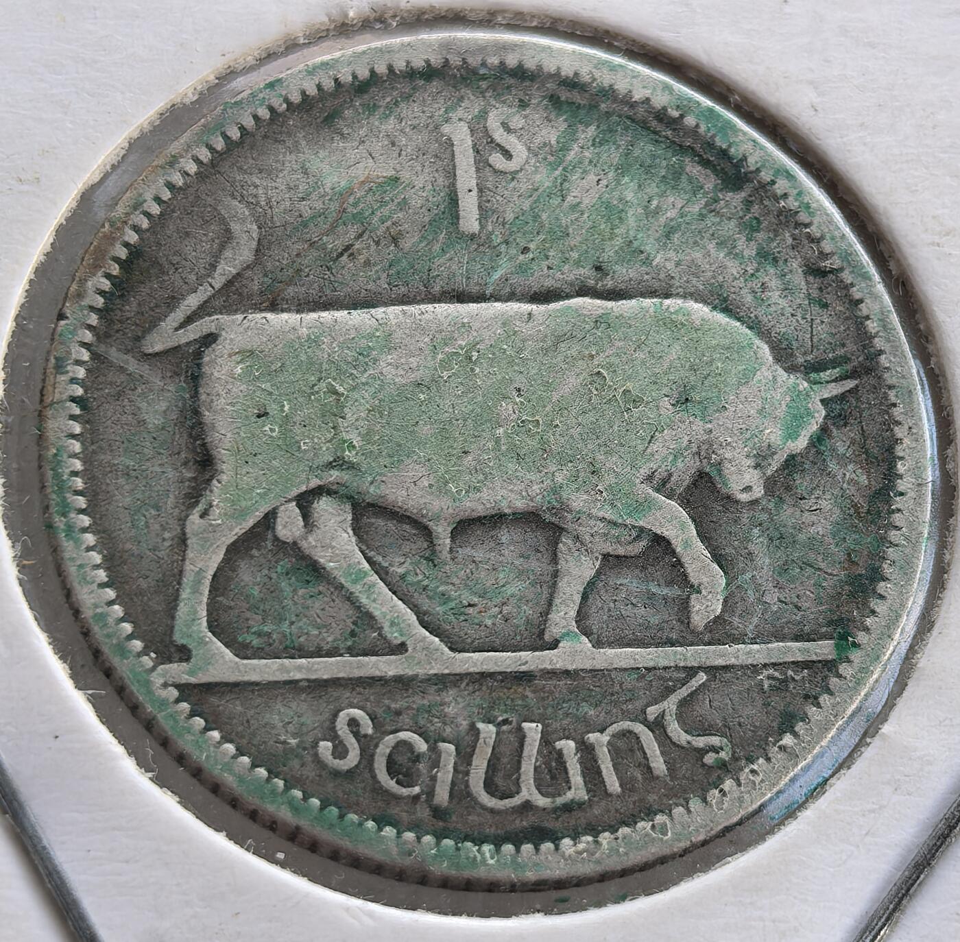  外国优质老铜币银币，周六九点倒数截拍，满百包邮，可寄存半年，喜欢朋友微信扫描二维码可直接参拍 爱尔兰1928年1先令银币