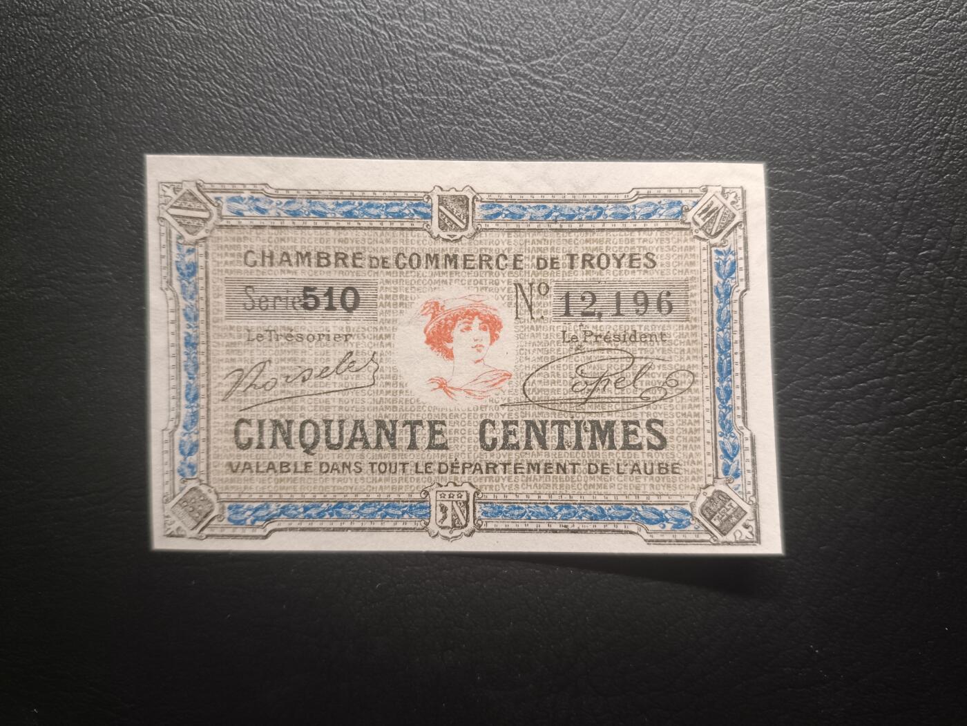 2025十一月第二期，总第200期 法国香槟大区商会1926年50生丁代币UNC，一战至一战后此种地方商会发行代币曾流行一时