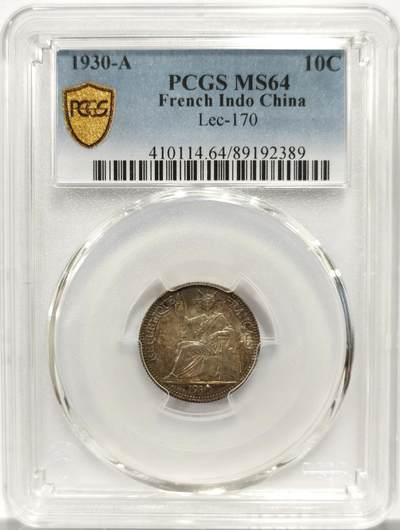 博洋堂“物美丰成”11月精品专场暨第145期（全场包邮） - PCGS MS64 法属印支1930年坐洋10分银币，包浆上乘，仅有7枚更高分