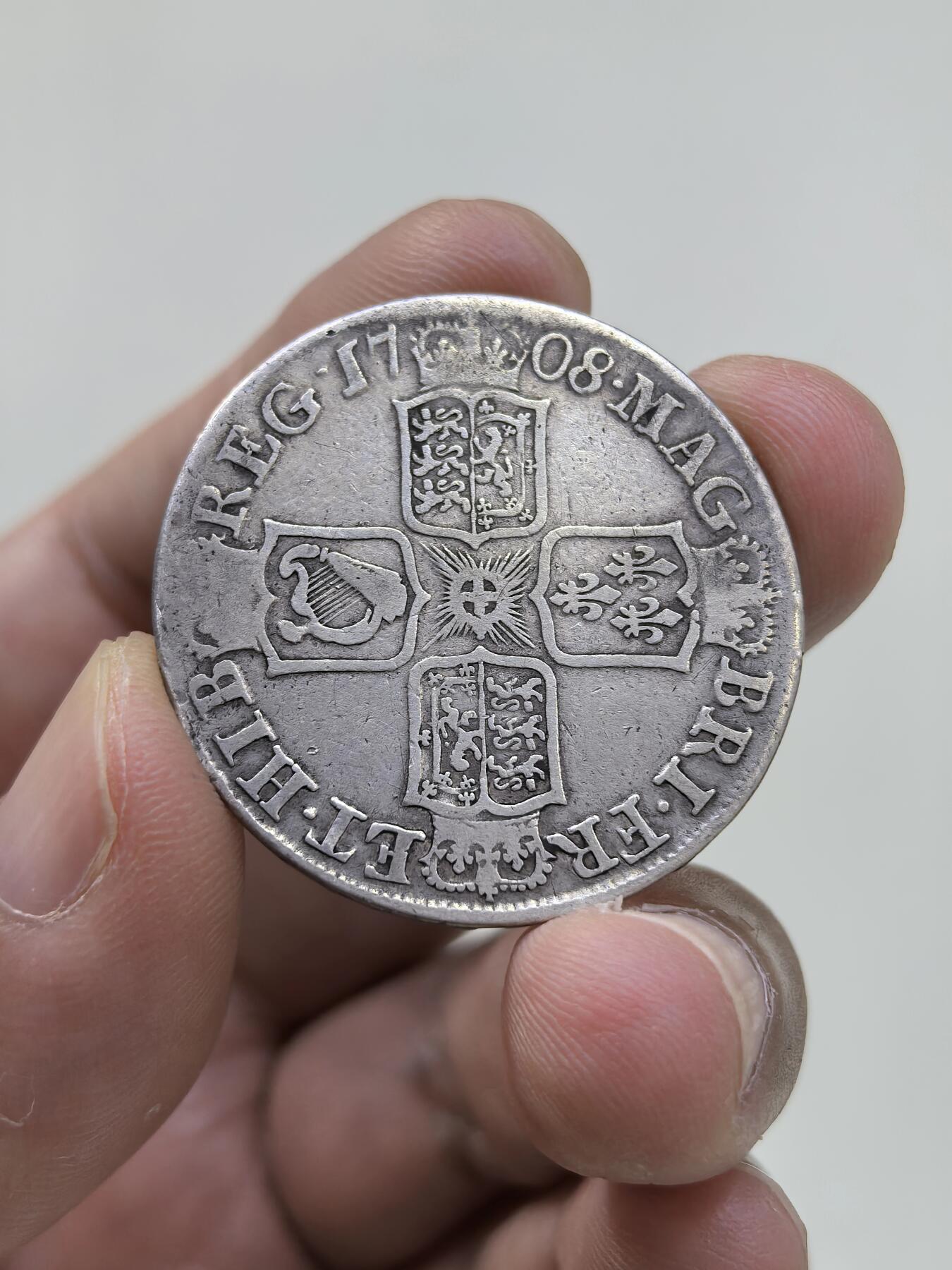 博洋堂“物美丰成”11月精品专场暨第145期（全场包邮） 英国1708年安妮女王半克朗银币E版爱丁堡版