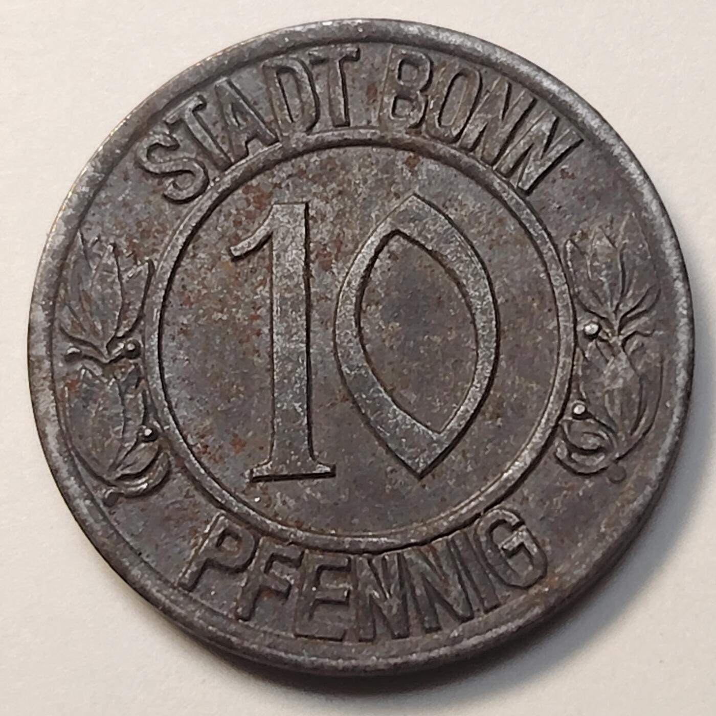 布加迪🐬～世界钱币(上海)🌾第 258 期 /  各国套币和散币 德国紧急状态币～波恩1920年50芬尼铁币硬币 贝多芬头像 25.8mm