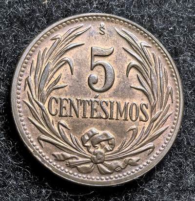 西班牙、丹属西印度、法属殖民地、乌拉圭银币古铜币，周五晚上九点倒数截拍，满百包邮，可寄存半年，喜欢朋友微信扫描二维码可直接参拍 - UNC品相乌拉圭1944年5分，km21a