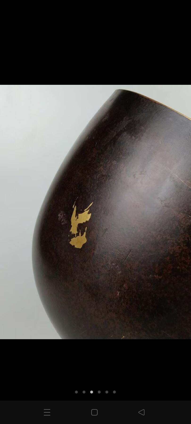 清代晚期:【僧磬 铜钵】撒金纯铜、为高僧外出化缘与做法事所用、保存完整、尺寸重量如图！