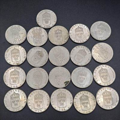 【淘币小摊】实时拍第七百九十拍   散币场   满百包邮可预留二周 每周一统一发货   - 瑞典1克朗21枚