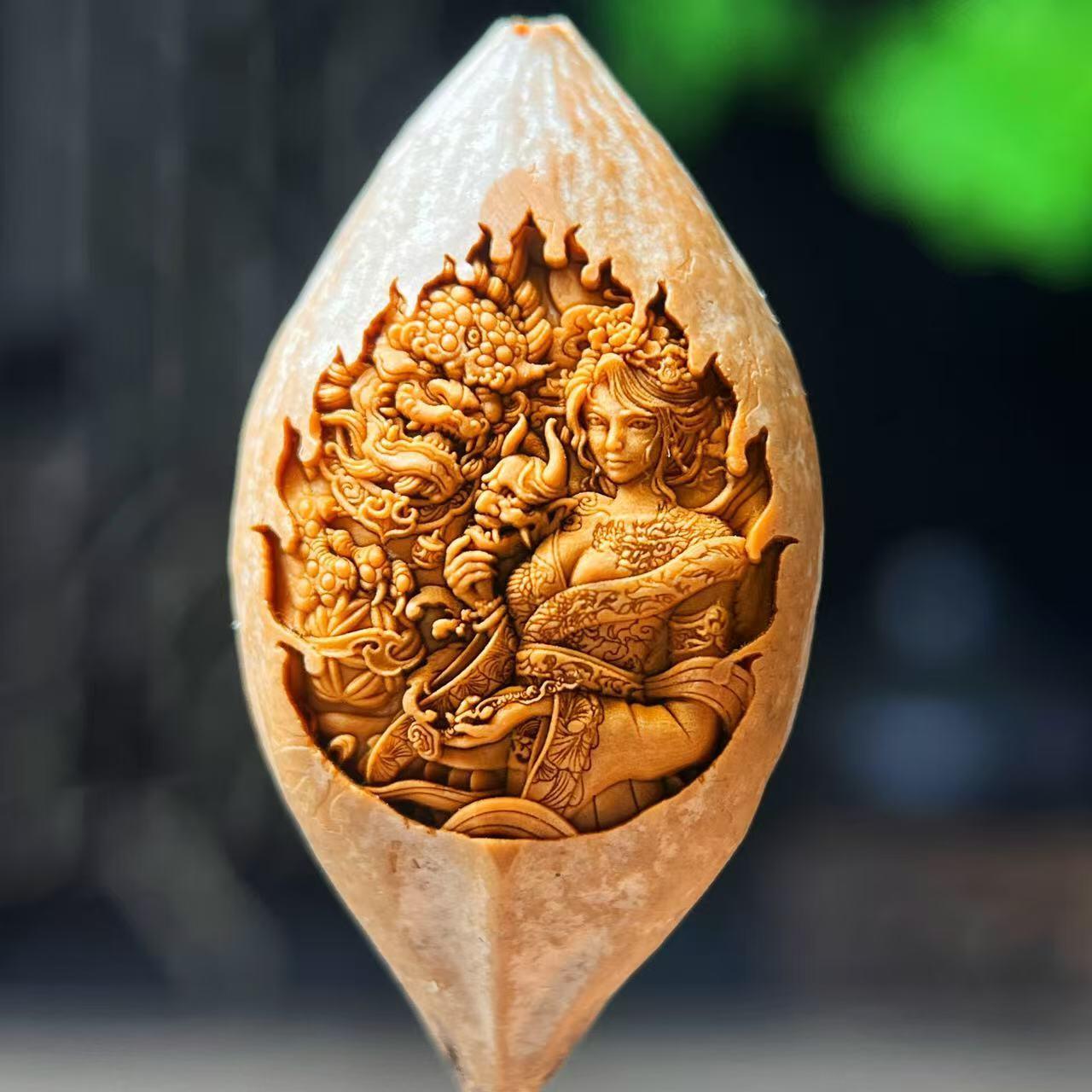 听雨轩（二十）竹雕 核雕专场 橄榄核雕 魔女 单粒  2.0