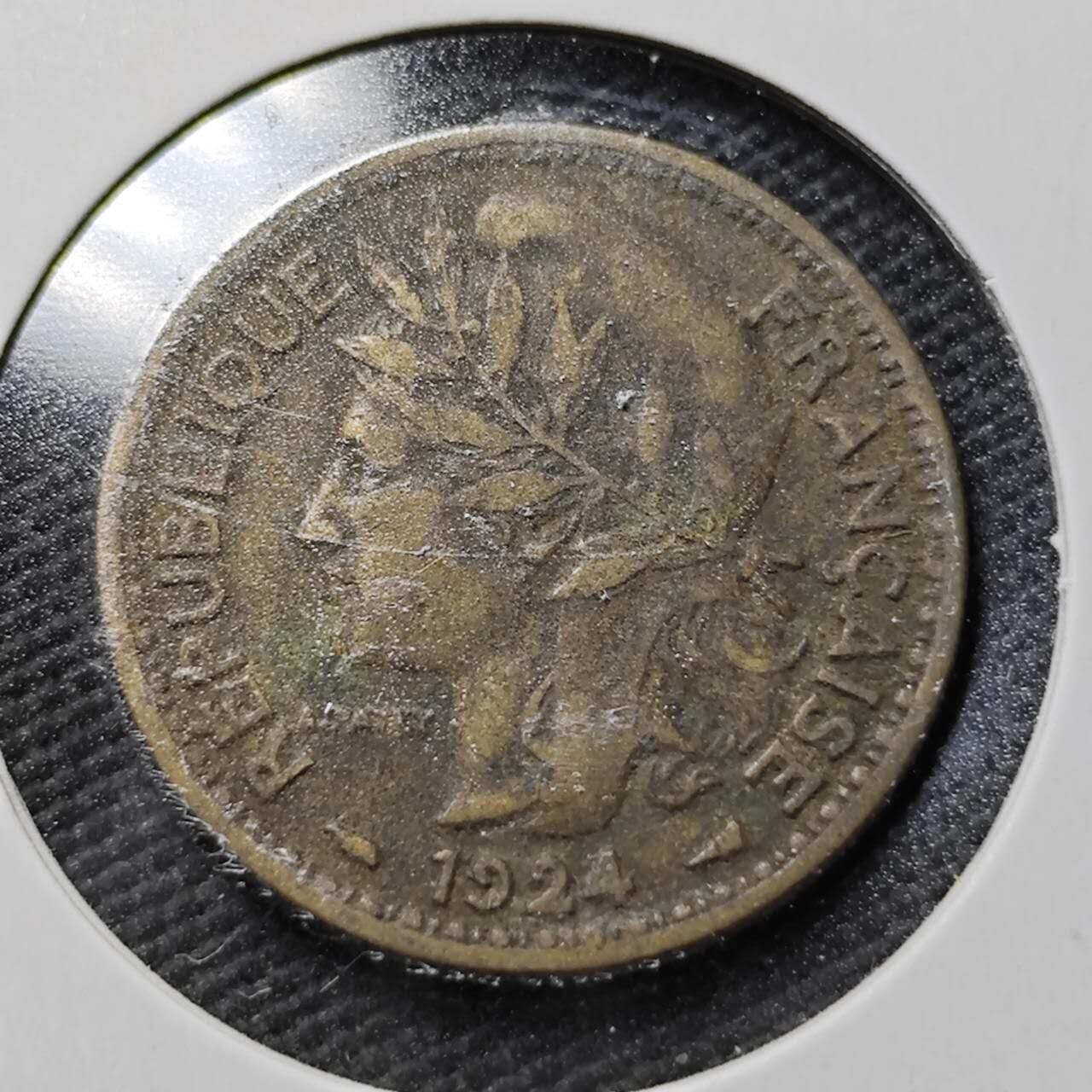 KK钱币收藏小铺  第365场  2月预留时间 周末发货  1924法属多哥1法郎铜币