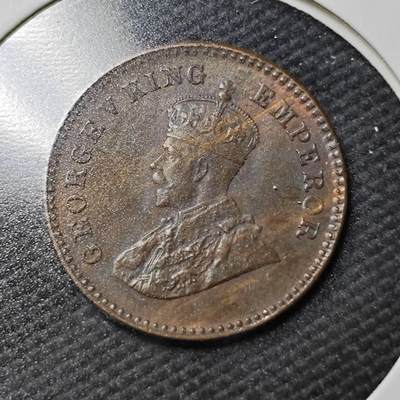 KK钱币收藏小铺  第365场  2月预留时间 周末发货 -  1929英属印度1/12安娜铜币