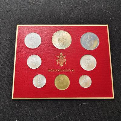 【全场包邮】纯粹捡漏拍475场（免费代拍第12场） - 梵蒂冈1973年官方卡装套币-含500里拉（29.3毫米11克）银币