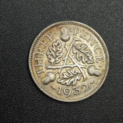 【淘币小摊】实时拍第七百九十拍   散币场   满百包邮可预留二周 每周一统一发货   - 英国1932年乔治五世3便士银币