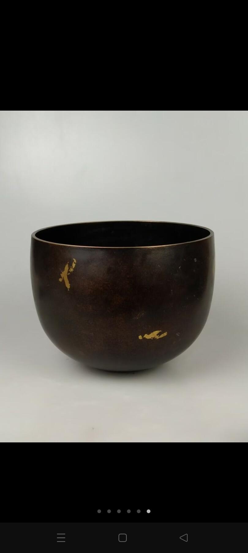 清代晚期:【僧磬 铜钵】撒金纯铜、为高僧外出化缘与做法事所用、保存完整、尺寸重量如图！