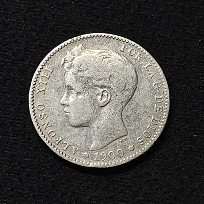 【全场包邮】纯粹捡漏拍474场（免费代拍第11场） - 西班牙1900年阿方索十三世1比塞塔银币