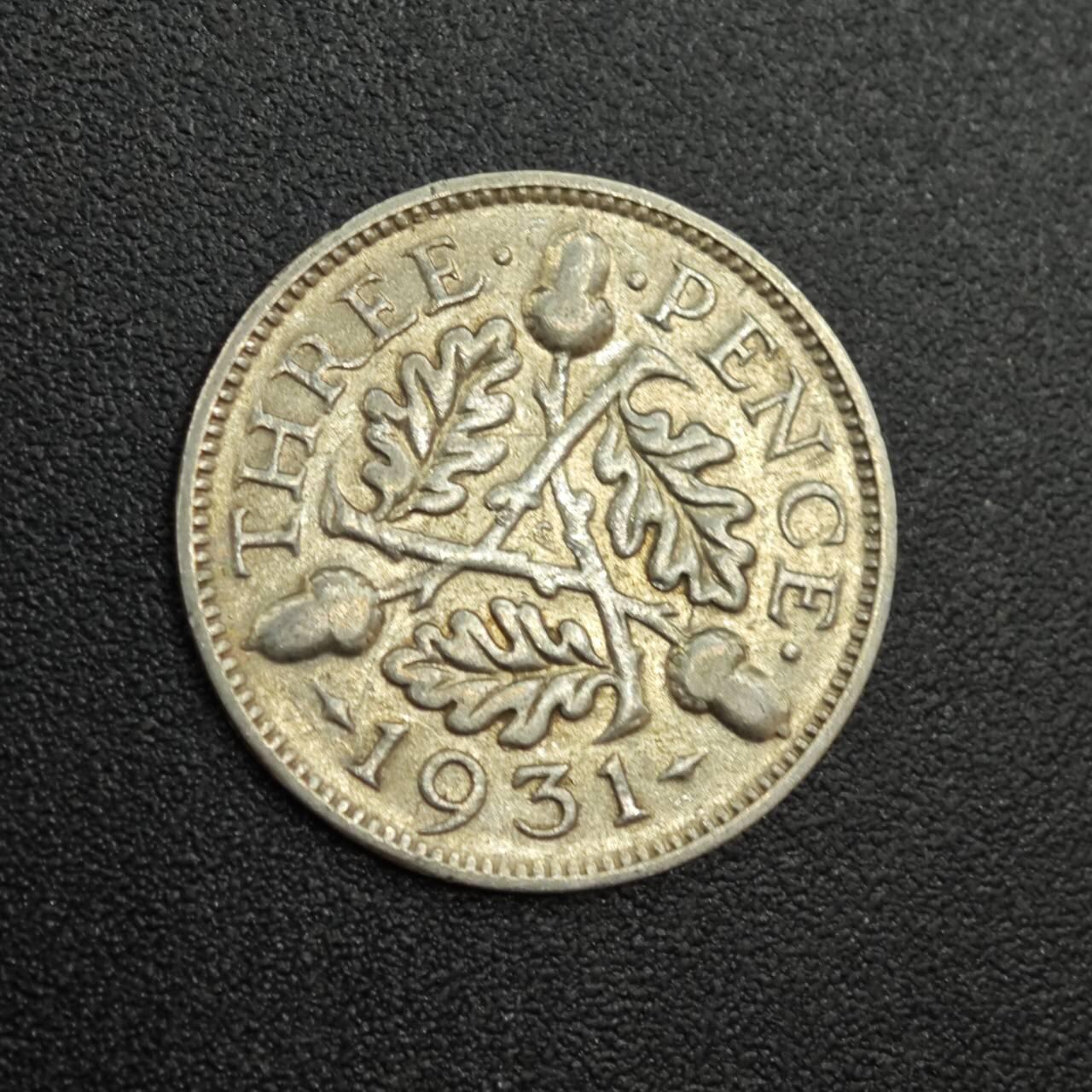 【淘币小摊】实时拍第七百九十拍   散币场   满百包邮可预留二周 每周一统一发货   英国1931年乔治五世3便士银币