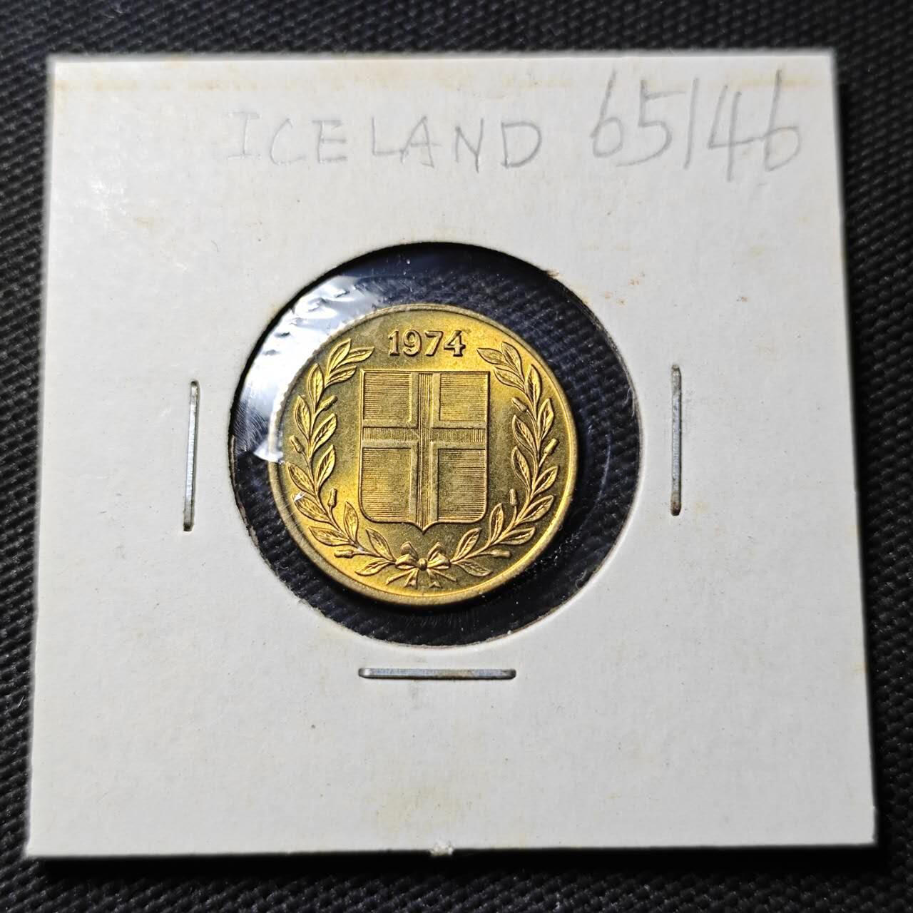 KK钱币收藏小铺  第365场  2月预留时间 周末发货  1974冰岛50分 好品