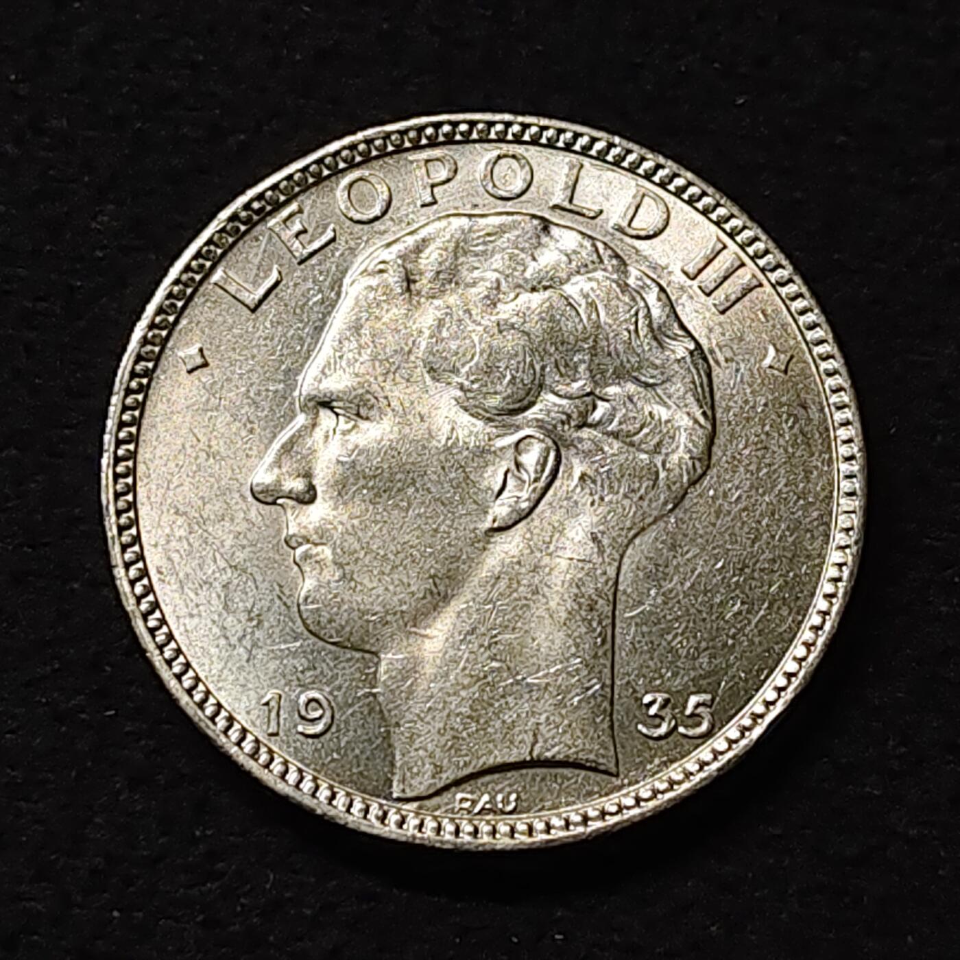 【全场包邮】纯粹捡漏拍474场（免费代拍第11场） 比利时1935年利奥波德三世20法郎银币