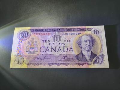 11月9号晚上8点 外国纸币自动截拍第54场 - 加拿大10元签名1极美品