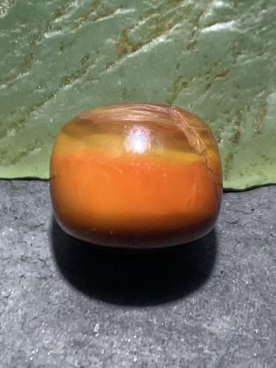 冻料战国红玛瑙老形通货桶珠一个