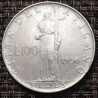 布加迪🐬～世界钱币(上海)🌾第 258 期 /  各国套币和散币 - 梵蒂冈🇻🇦 1956年 100里拉 
