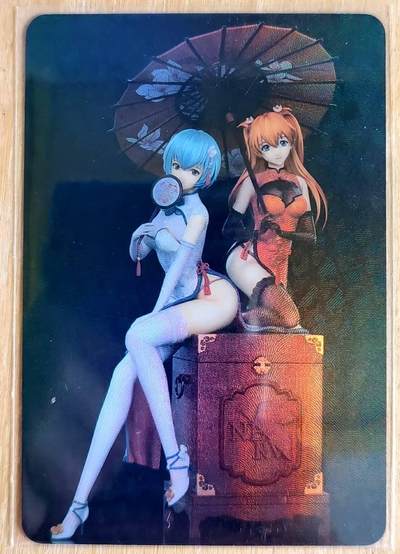 龙虎卡牌第六二场 百里霸场 （无佣金，周六结拍，欢迎送拍） - 折光彩闪 EVA卡牌 绫波丽+明日香 手办卡