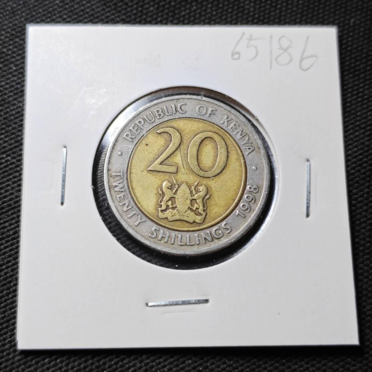 KK钱币收藏小铺  第365场  2月预留时间 周末发货  肯尼亚20先令双色币