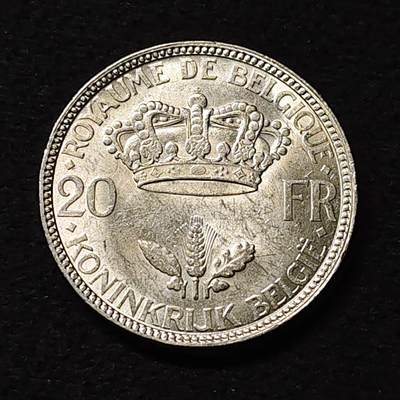 【全场包邮】纯粹捡漏拍474场（免费代拍第11场） - 比利时1935年利奥波德三世20法郎银币