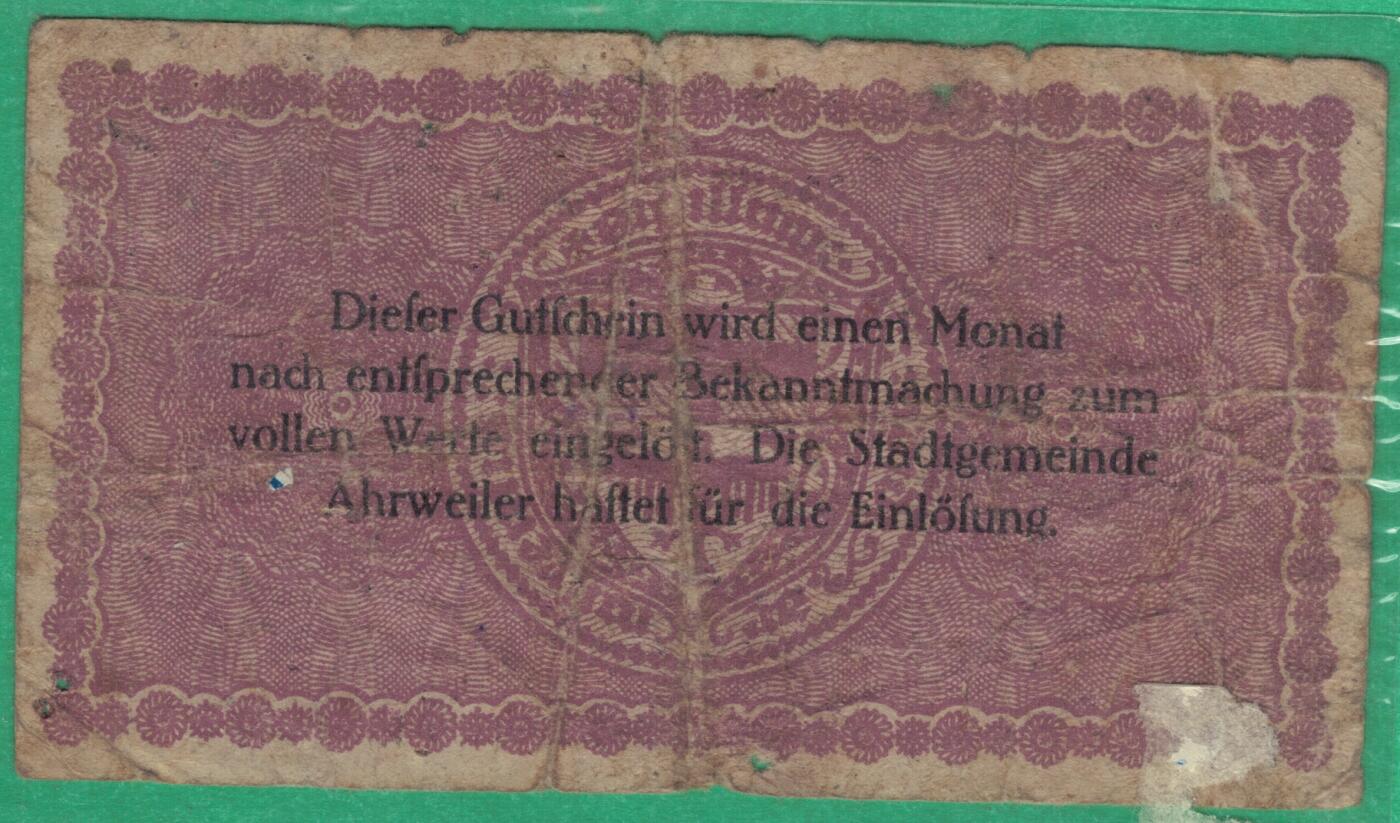 德国1918年50芬尼 阿尔魏勒市发行的紧急货币 无47 品相如图