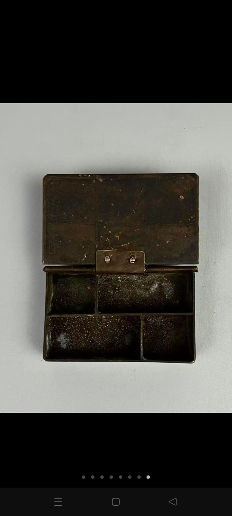 旧藏 文房珍品【荣宝斋】铜器两件，墨盒与规尺，尺寸品相如图！