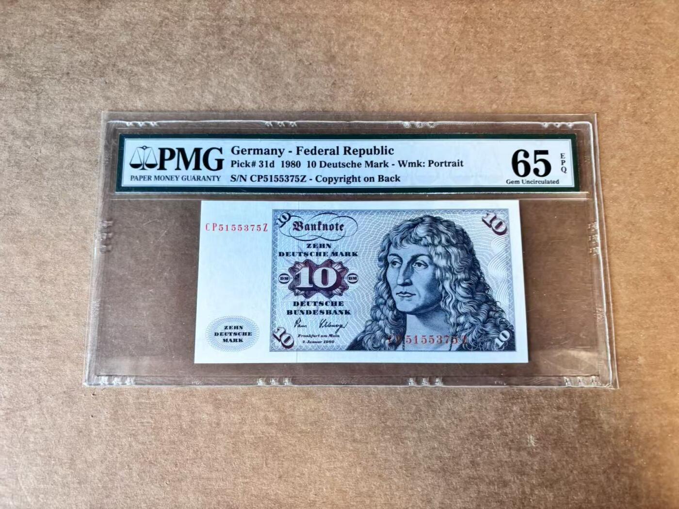 【Blue Auction】世界纸币精拍第747期——18级TOP拍卖/信誉/品质/专业/高效💫 德国 1980年10马克 PMG65EPQ 