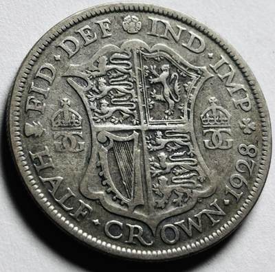 文馨钱币收藏第 279 场，银币，纪念铜章场 长期接收代拍品 - 1928 年英国乔治五世半克朗大银币