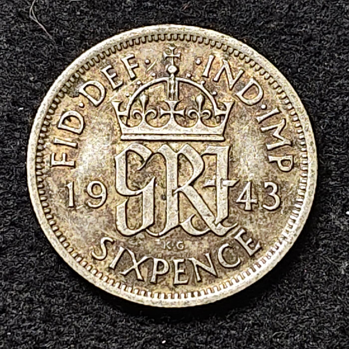 【全场包邮】纯粹捡漏拍474场（免费代拍第11场） 英国1943年乔治六世6便士银币