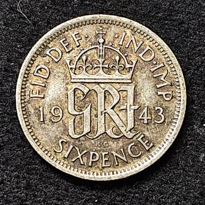 【全场包邮】纯粹捡漏拍474场（免费代拍第11场） - 英国1943年乔治六世6便士银币