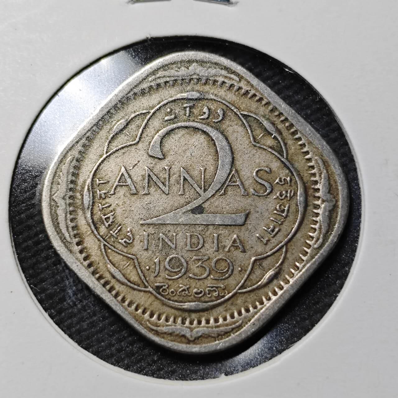 KK钱币收藏小铺  第365场  2月预留时间 周末发货  1939英属印度2安娜