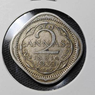 KK钱币收藏小铺  第365场  2月预留时间 周末发货 -  1939英属印度2安娜