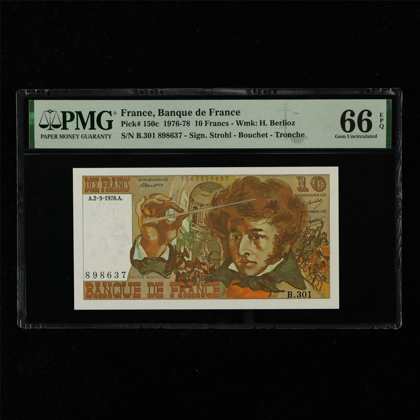 【亘邦集藏】第216期拍卖 1976年 法国10法郎 PMG 66EPQ B.301 898637