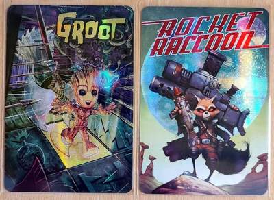 龙虎卡牌第六二场 百里霸场 （无佣金，周六结拍，欢迎送拍） - 纱布闪2张 江东卡牌 银河护卫队-格鲁特+小浣熊